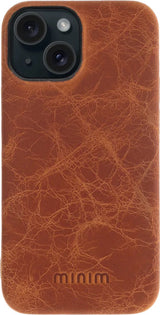 iPhone 15 Plus 100% Leer hoesje | Lederen Backcover | Minimalistisch | Cognac