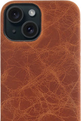 iPhone 15 100% Leer hoesje | Lederen Backcover | Minimalistisch | Cognac