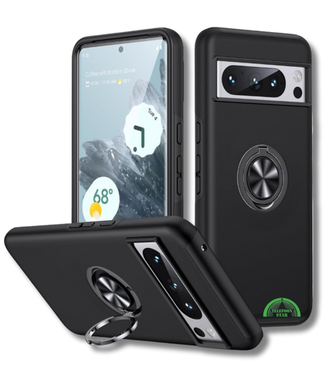 Hoesje voor Google Pixel 8 Zwart Anti-Drop Ring Armor