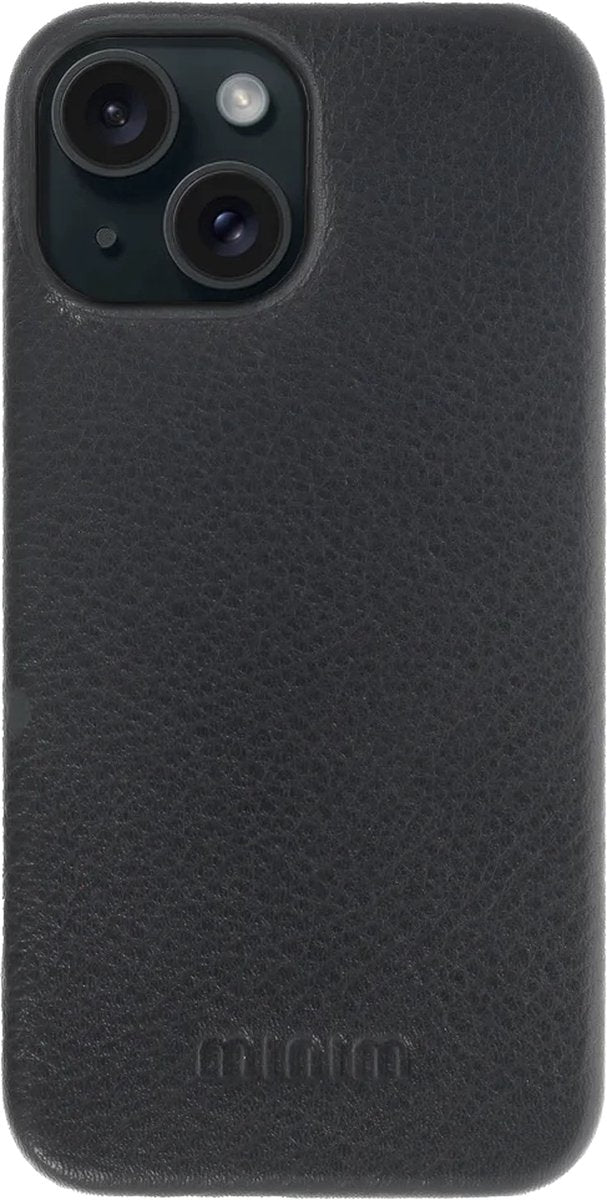 iPhone 15 100% Leer hoesje | Lederen Backcover | Minimalistisch | Zwart