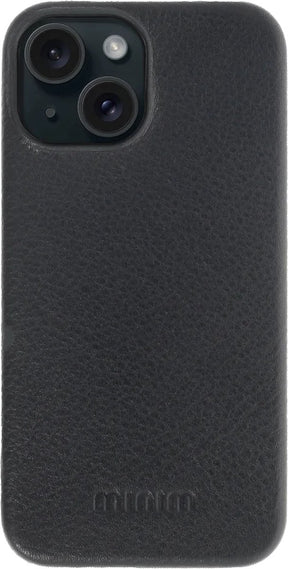 iPhone 15 100% Leer hoesje | Lederen Backcover | Minimalistisch | Zwart