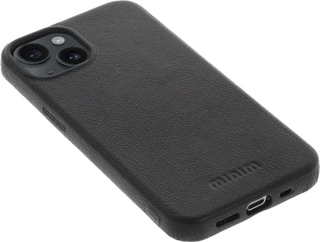 iPhone 15 Plus 100% Leer hoesje | Lederen Backcover | Minimalistisch | Zwart