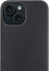 iPhone 15 100% Leer hoesje | Lederen Backcover | Minimalistisch | Zwart