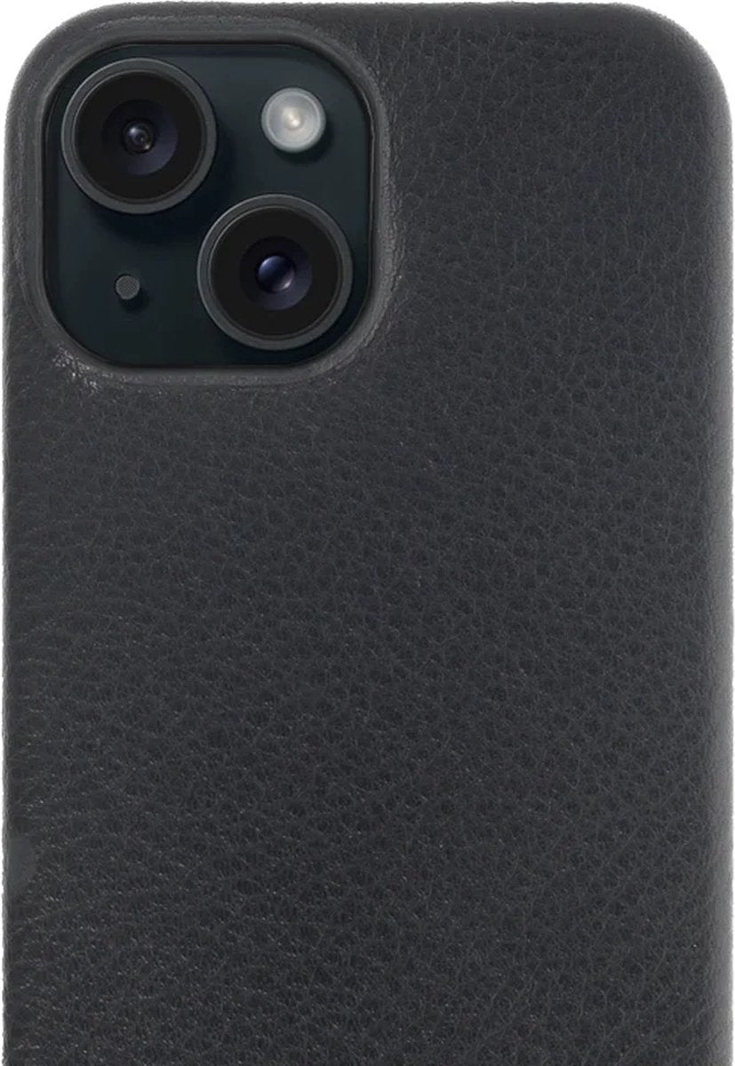 iPhone 15 Plus 100% Leer hoesje | Lederen Backcover | Minimalistisch | Zwart