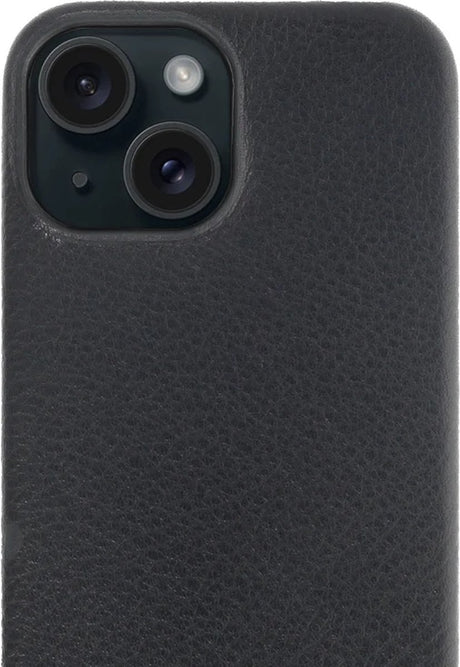 iPhone 15 Plus 100% Leer hoesje | Lederen Backcover | Minimalistisch | Zwart