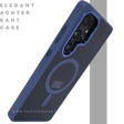 MagSafe Hoesje voor Samsung Galaxy S26 Ultra Transparant met Blauwe Randen Magnetisch