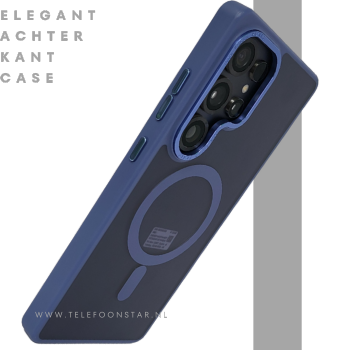 MagSafe Hoesje voor Samsung Galaxy S26 Ultra Transparant met Blauwe Randen Magnetisch