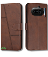 Nothing Phone 4a Bruin Wallet Hoesje met Standaardfunctie 360 graden volledige bescherming