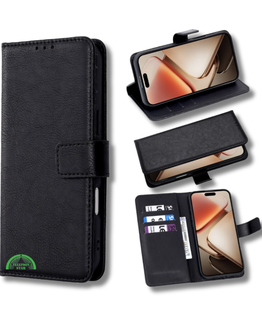 Hoesje voor OnePlus 15R Zwart Bookcase Kunstleer met Pasjeshouder