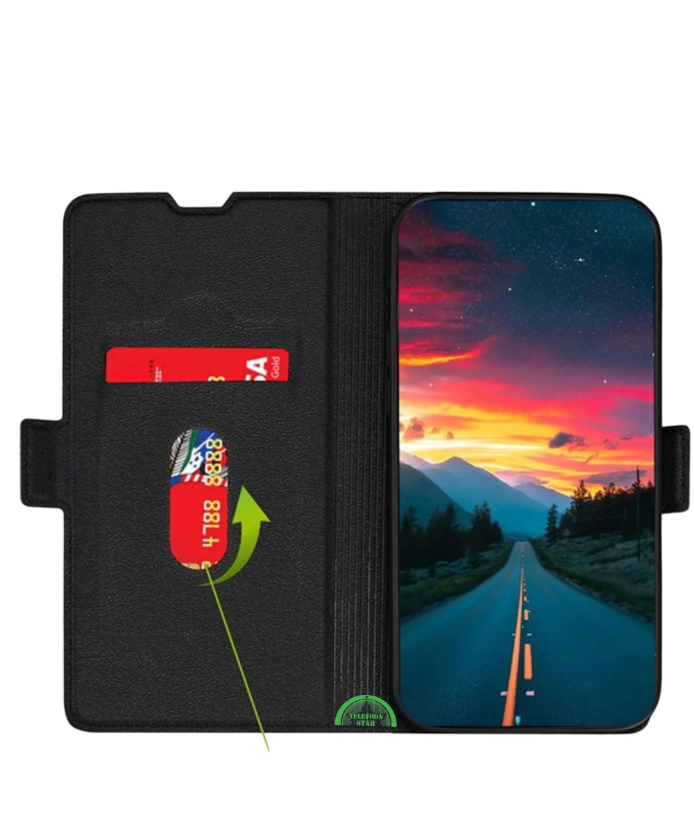 Google Pixel 10a Bookcase Hoesje Zwart Leren Look Met Pasjeshouder