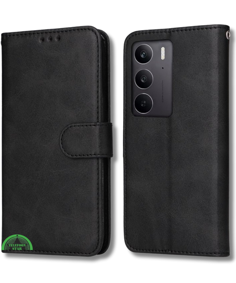 Hoesje voor Oppo A5 5G Zwart Bookcase Premium kunstleer volledig