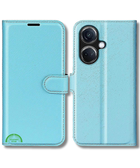 Hoesje voor Oppo A58 4G Lichtblauw Bookcase Premium kunstleer volledig