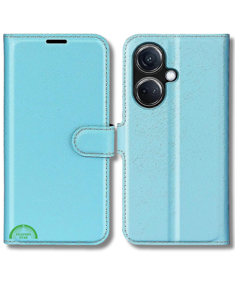 Hoesje voor Oppo A58 4G Lichtblauw Bookcase Premium kunstleer volledig