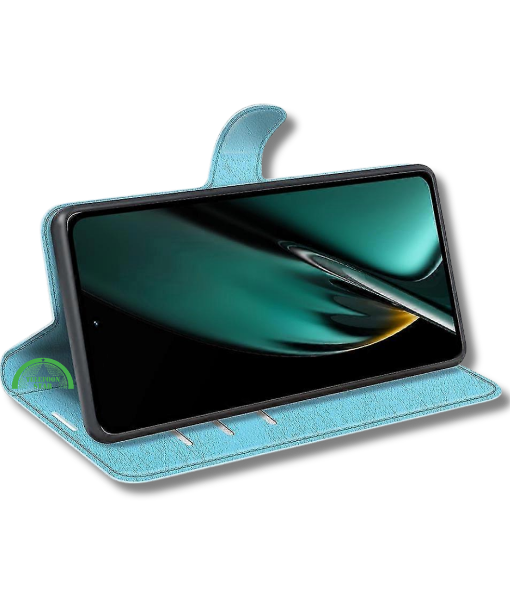 Hoesje voor Oppo A58 4G Lichtblauw Bookcase Premium kunstleer volledig