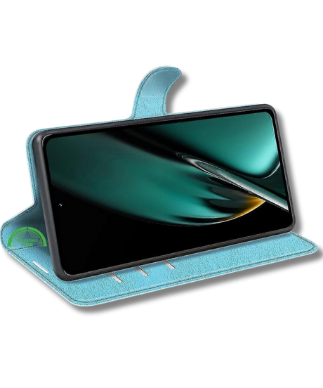 Hoesje voor Oppo A58 4G Lichtblauw Bookcase Premium kunstleer volledig