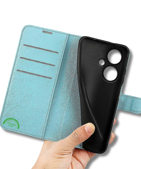 Hoesje voor Oppo A58 4G Lichtblauw Bookcase Premium kunstleer volledig