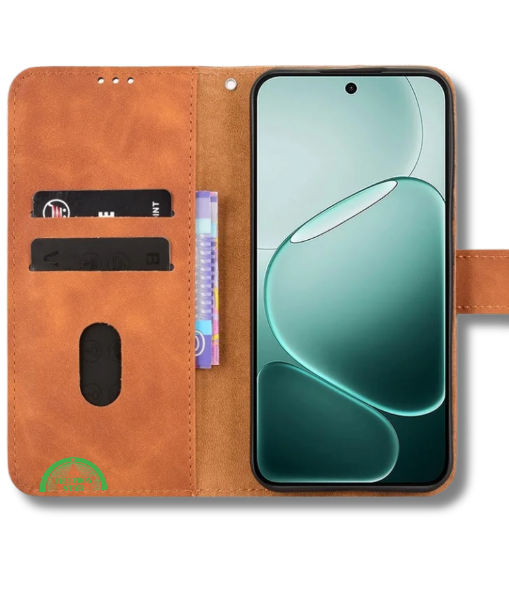 Bookcase Oppo A6 Pro Bruin Stijlvolle Bescherming en strak