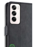 Bookcase Oppo Reno 12 5G Zwart Stijlvolle Bescherming