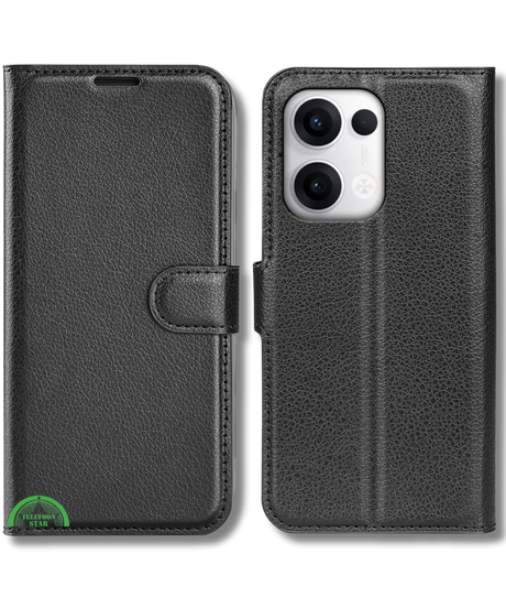 Hoesje voor Oppo Reno 13 Pro Zwart Bookcase Premium kunstleer volledig