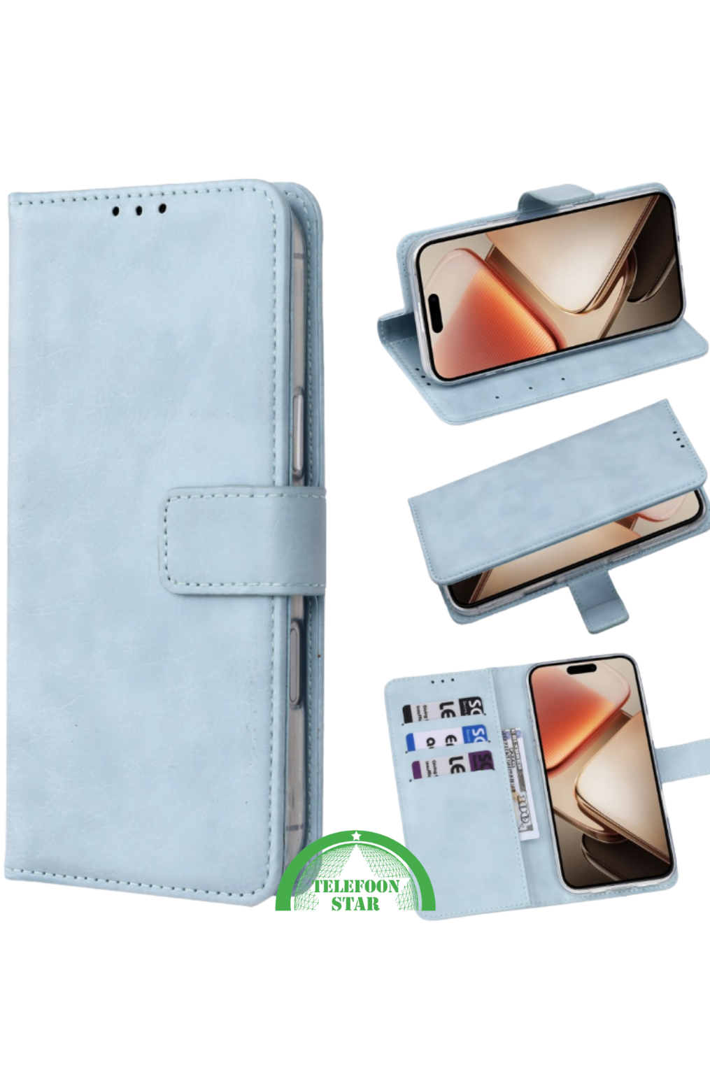 Bookcase Hoesje voor Oppo Reno 14 5G Licht Blauw