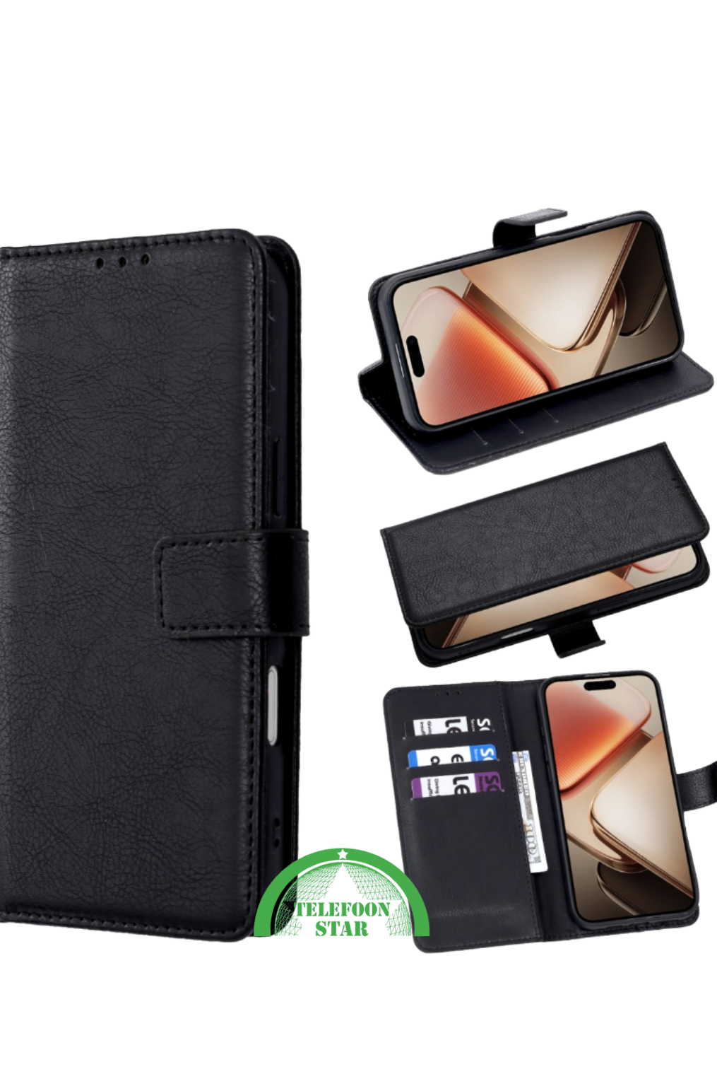 BookCase ProtectCover Zwart voor Oppo Reno 14F