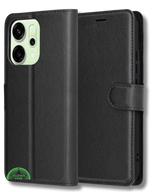 Hoesje voor Oppo Reno 14F Zwart Bookcase Premium kunstleer volledig