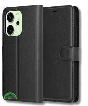Hoesje voor Oppo Reno 14F Zwart Bookcase Premium kunstleer volledig