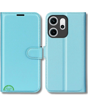 Hoesje voor Oppo Reno 14F Lichtblauwe Bookcase Premium kunstleer volledig