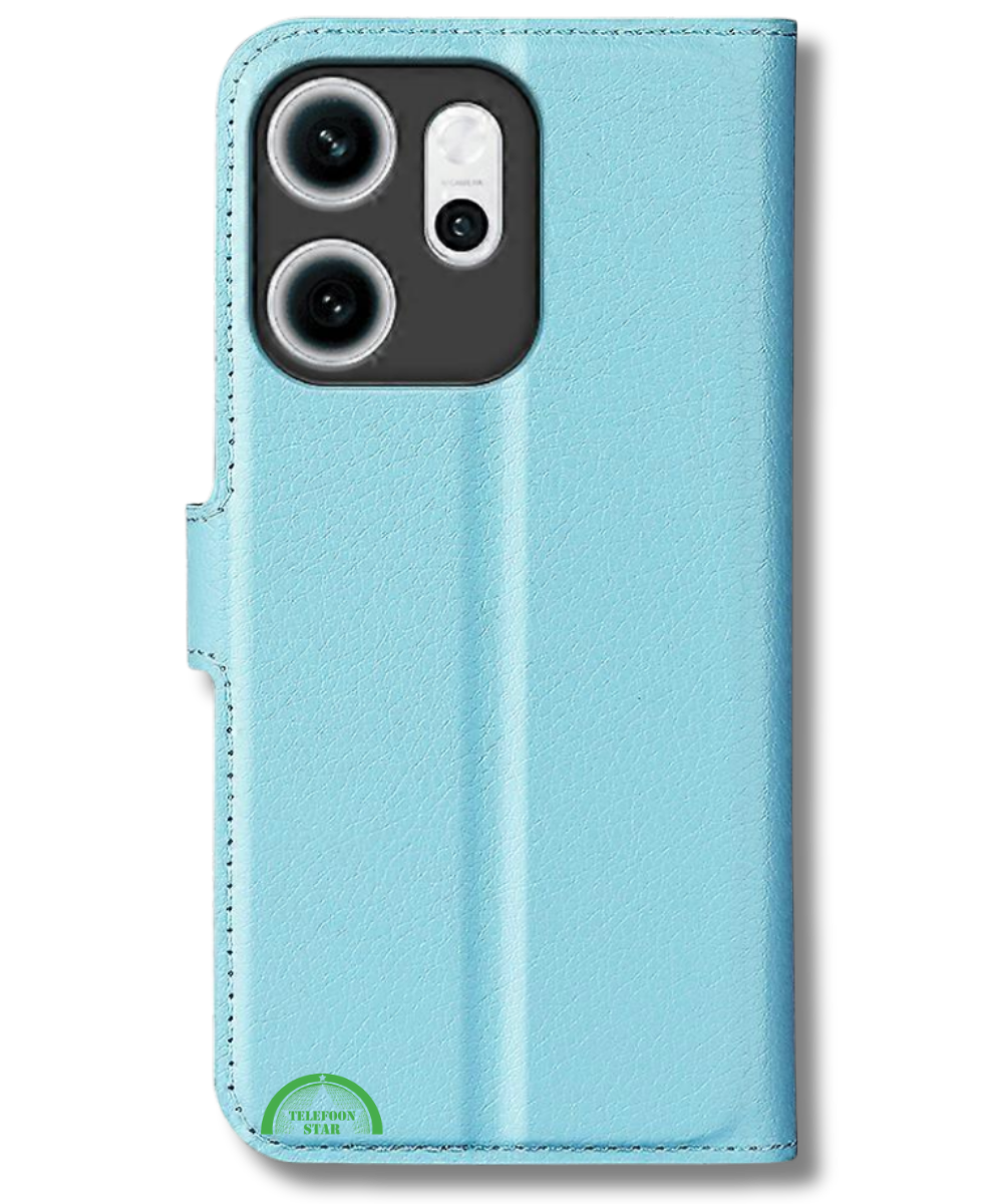 Hoesje voor Oppo Reno 14F Lichtblauwe Bookcase Premium kunstleer volledig