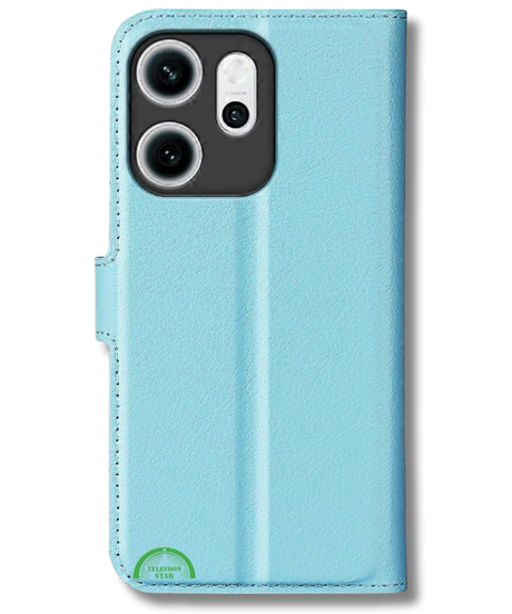 Hoesje voor Oppo Reno 14F Lichtblauwe Bookcase Premium kunstleer volledig
