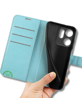 Hoesje voor Oppo Reno 14F Lichtblauwe Bookcase Premium kunstleer volledig