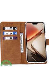 Hoesje Xiaomi Redmi 15 5G Bruin Bookcase Antislip leerlook, ligt stevig