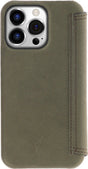 iPhone 15 Pro 100% Leer hoesje | Lederen Bookcase | Minimalistisch | Olijfgroen
