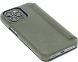 iPhone 15 Pro 100% Leer hoesje | Lederen Bookcase | Minimalistisch | Olijfgroen