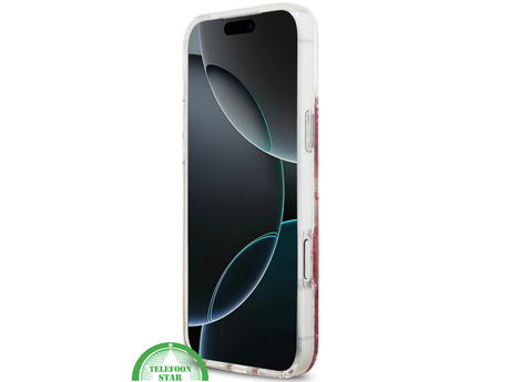 iPhone 17 Pro Guess MagSafe Hoesje &ndash; Roze Glitter Transparante Bescherming