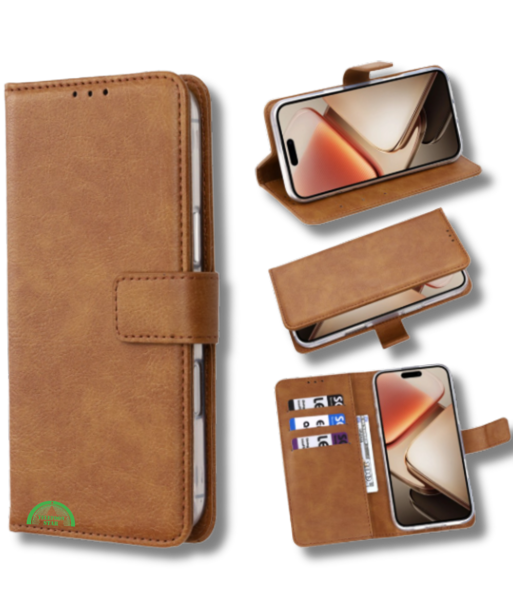 Hoesje Xiaomi 15 Bruin Lederen Look Met Pasjeshouder & Kickstand