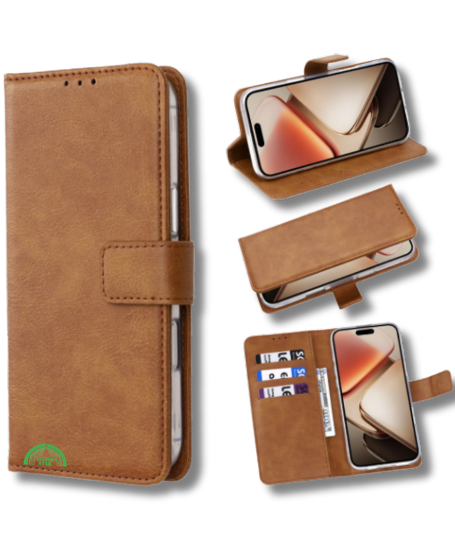 Hoesje Xiaomi 15 Bruin Lederen Look Met Pasjeshouder & Kickstand