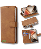 Hoesje Xiaomi 15 Bruin Lederen Look Met Pasjeshouder & Kickstand