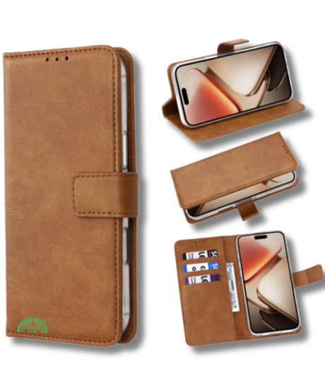 Hoesje Xiaomi 15 Bruin Lederen Look Met Pasjeshouder & Kickstand