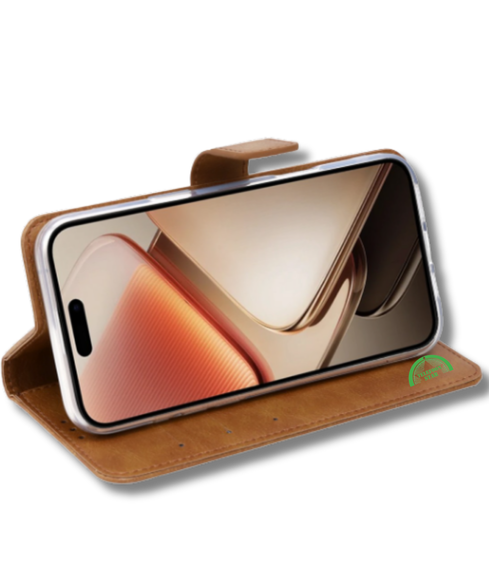 Hoesje Xiaomi 15 Bruin Lederen Look Met Pasjeshouder & Kickstand