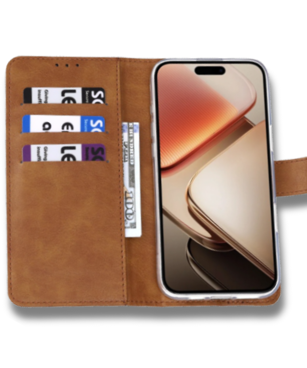 Hoesje Xiaomi 15 Bruin Lederen Look Met Pasjeshouder & Kickstand