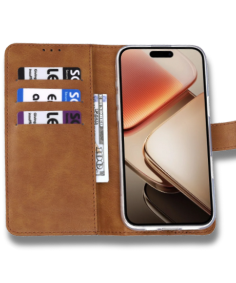 Hoesje Xiaomi 15 Bruin Lederen Look Met Pasjeshouder & Kickstand