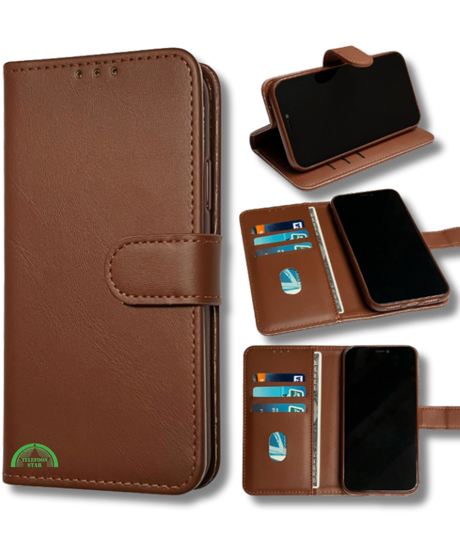 hoesje voor Xiaomi Redmi Note 13 Pro 5G bookcase Bruin SecureFlip Wallet Case