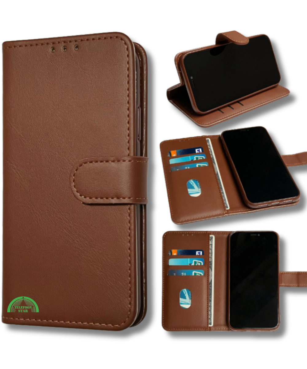 hoesje voor Xiaomi Redmi Note 13 Pro 5G bookcase Bruin SecureFlip Wallet Case