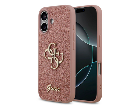 Guess Roze Glitter Hoesje – met Gouden Logo & Stijlvolle Bescherming