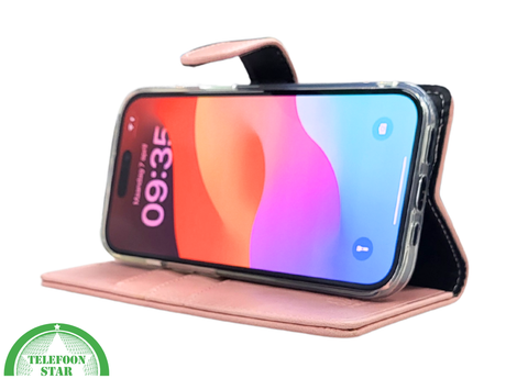 Bookcase Hoesje iPhone 17 Roze &ndash; Stijlvol Hoesje met Pasjeshouder