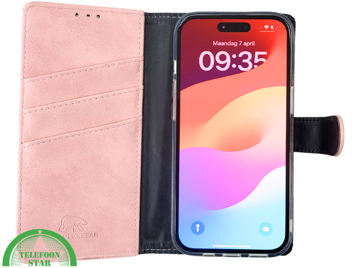 Bookcase Hoesje iPhone 17 Roze &ndash; Stijlvol Hoesje met Pasjeshouder