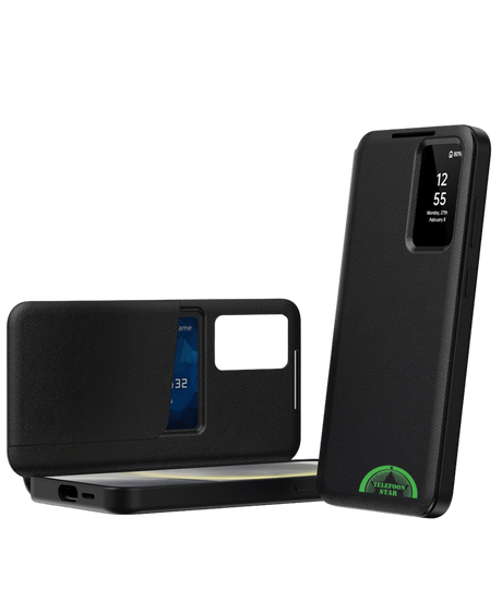 Samsung Galaxy S25 Hoesje Smart View Bookcase Met Kaarthouder en Luxe Lederen Afwerking