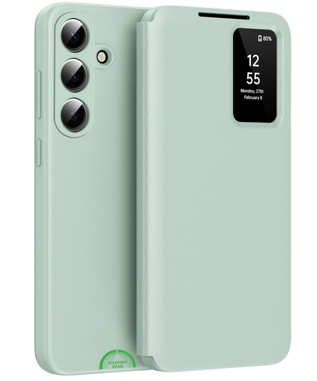 Samsung Galaxy A57 5G Smart View Hoesje Lichtgroen met Kaarthouder