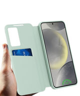Samsung Galaxy S25 Fresh Mint Bookcase Hoesje Lichtgroen Smart View Wallet Case